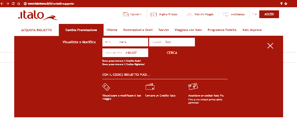 Rimborso Italo Treno - Portale Internet